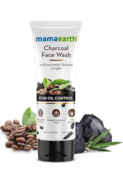 Mamaearth غسول وجه بالفحم مع مستخلصات القهوة للتنظيف العميق والتقشير - منظف ل...