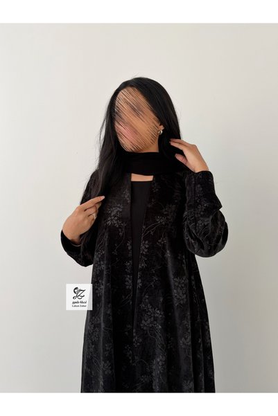 Generic Brand Double Cloche Abaya with Turkish Velvet Textured Fabric