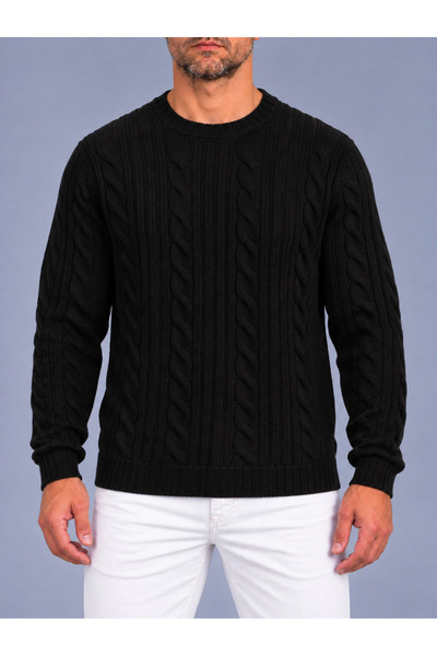 LudoWear Hair Braid Patterned Crew Neck Knitwear