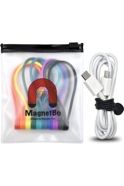 MagnetBo أربطة كابلات سيليكون مغناطيسية قابلة لإعادة الاستخدام مزودة بمغناطيس...
