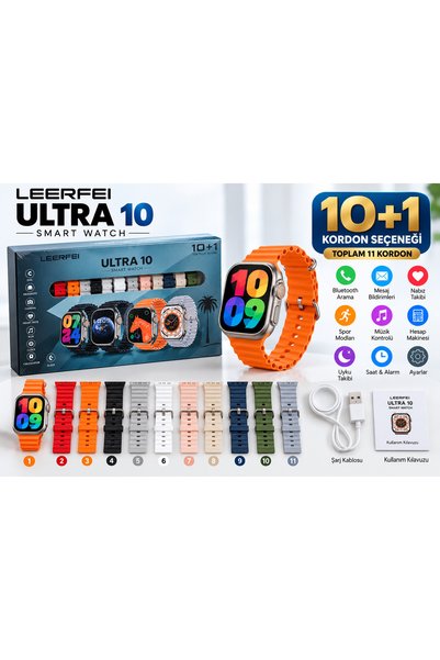 LEERFEI Ultra 10 Akıllı Saat – Bluetooth Arama, Mesaj Bildirimi, Nabız Takibi...