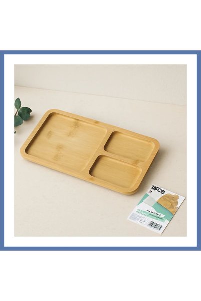 Generic Brand 3-Compartment Rectangular Bamboo Serving Tray 24.8X13.8X1.4 cm ...