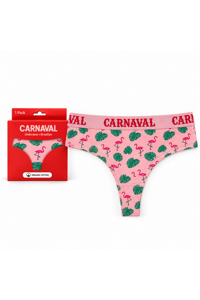 CARNAVAL SOCKS Flamingo Desenli Kadın Brazilian Külot Pamuklu Likralı Pembe