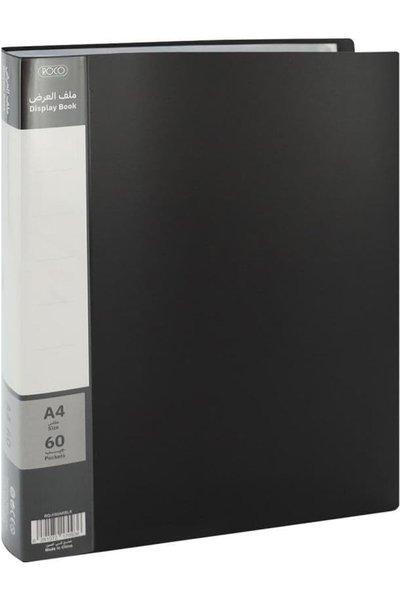 Roco Polypropylene 60-Pockets Display Book, A4 Size, Black