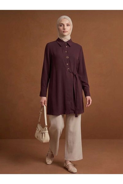 SEVBE Bird's Eye Detail Tunic Burgundy