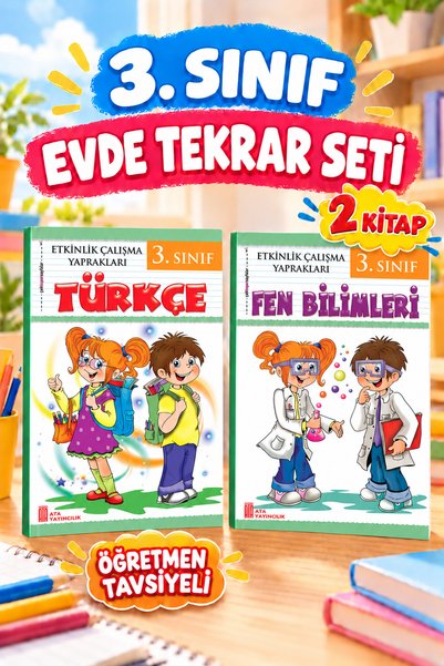 Ata Yayıncılık 3. Sınıf Öğretmen Tavsiyeli Evde Tekrar Seti 2 Kitap- Türkçe v...