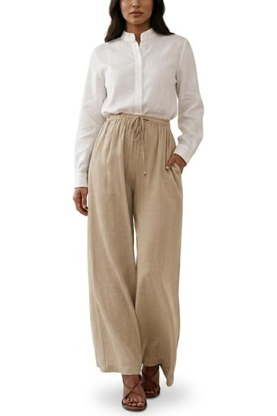TERRIFI Women's Palazzo Pants for Summer Casual Wear Wide Leg Cotton Linen Tr...
