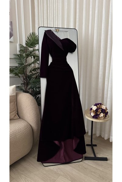 Reteel Fashion فستان مخمل كتف