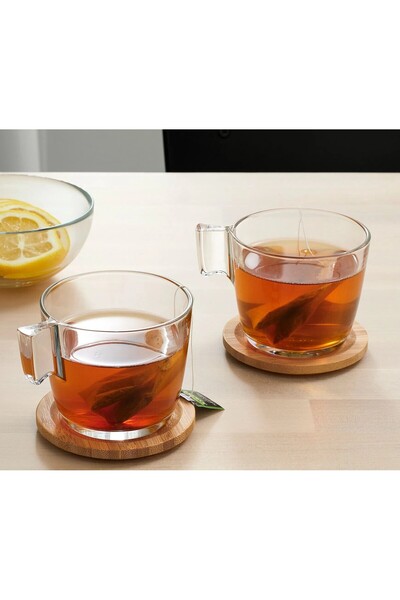 IKEA 2 Adet Yuvarlak Bambu Bardak Altlığı Çap: 9 Cm Masa Üstü Kupa Fincan Alt...
