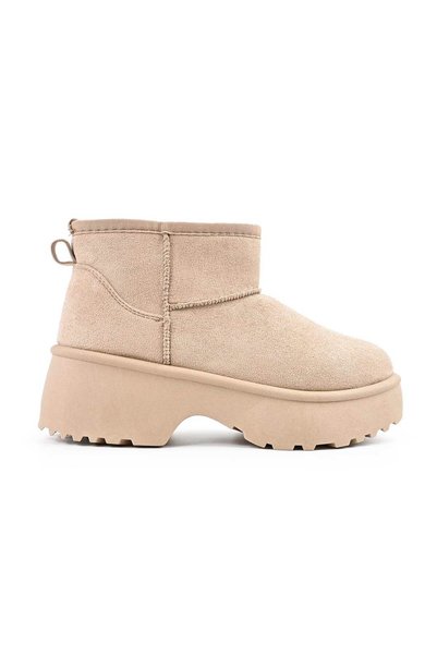 Tmall Γυναικείες μπότες, στυλ Ugg, από σουέτ, CD1052, μπεζ