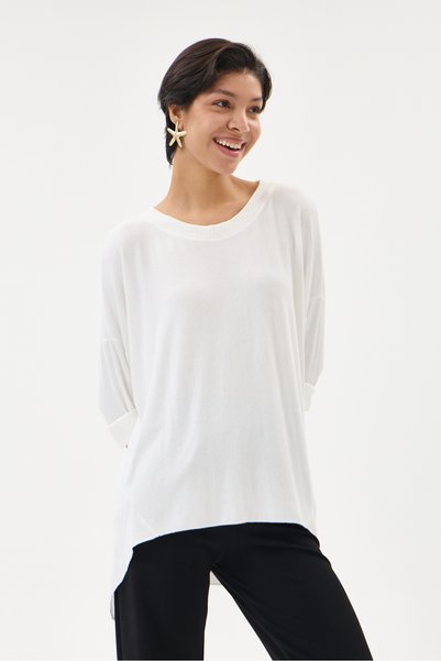 della moor Women's White Italian Low Sleeve Oversize Knitwear Sweater 38 - 44...