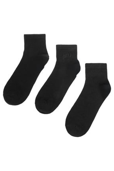 OEM Black Mid Cut Sports Socks with Patterned for Men - 3 Pairs