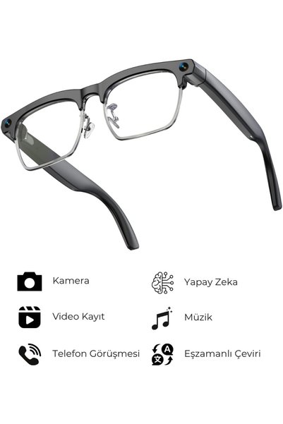 Ronanna G3 Akıllı Kamera Gözlüğü Bluetooth Müzik Dinleme Fotoğraf Video Kaydı AI Çeviri Yapay Zeka Gözlük_Si
