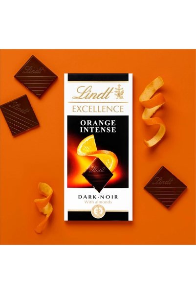 Lindt Εξαιρετικό μπάρα μαύρης σοκολάτας με πορτοκάλι και αμύγδαλα