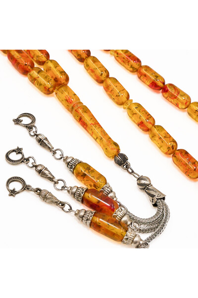 Generic Brand Epoxy Rosary Beads – 33 Pieces, 8–16mm Barrel Tasbih, Amber Orange