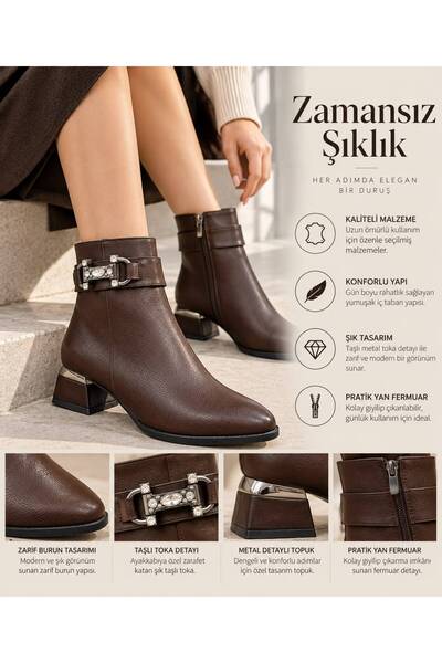 Acarbey Stylish and Comfortable Women's Boots with Stone Buckle Detail