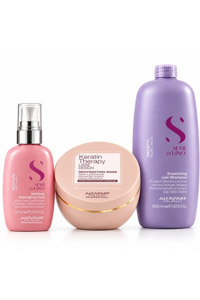 Alfaparf Milano Set, Șampon pentru netezire 1000 ml + Mască cu cheratină 200 ...