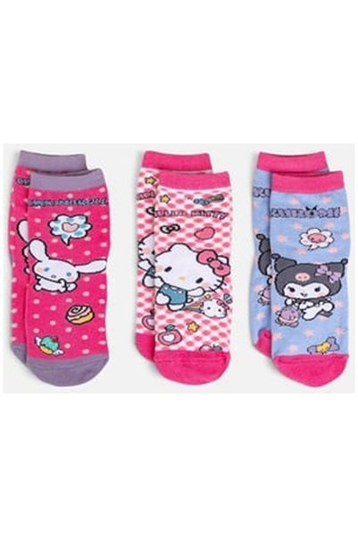 OEM Hello Kitty Pink and Blue Short Socks - 3 Pairs