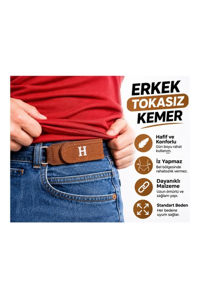 CNGZSHOP Tokasız Kemer Pantolon Bel Ayarlayıcı – Pratik Kullanımlı Kemer Alternatifi, Şık Tasarım, Kahverengi