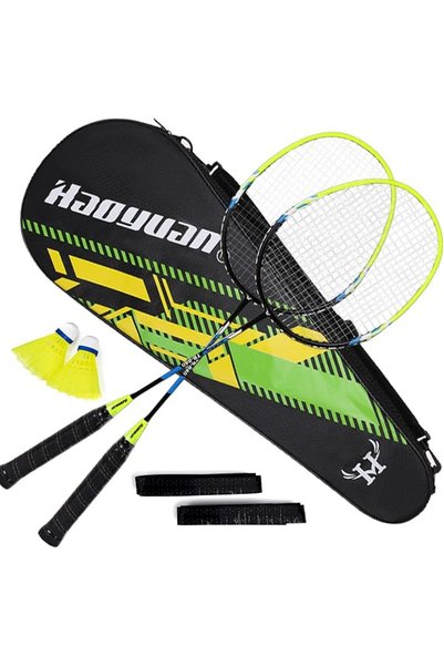 NIUBIER Badminton racket set with grip tape and shuttlecock, 2 Badminton Rack...