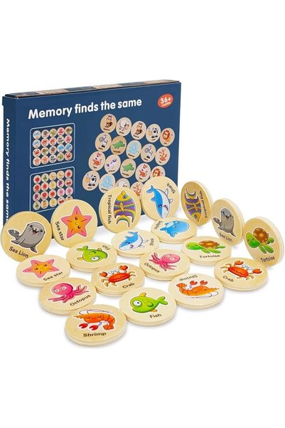 KASTWAVE Match Memory Game for Kids, Educational Sea Animal Matching Cards Pr...