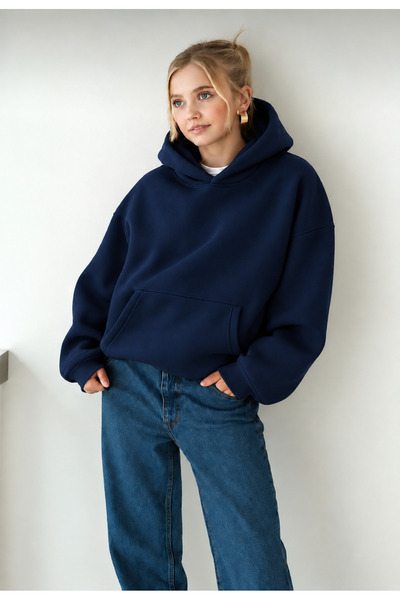 DAXİS Sportwear Company سترة نسائية كبيرة الحجم بقلنسوة وجيب كنغر