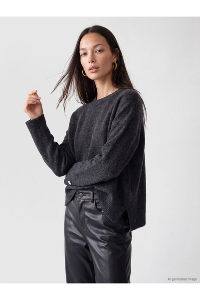 LC Waikiki Pulover Tricotat Oversize cu Guler Rotund pentru Femei