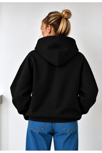 DAXİS Sportwear Company KADIN KAPÜŞONLU KANGURU CEPLİ OVERSİZE SWEATSHİRT