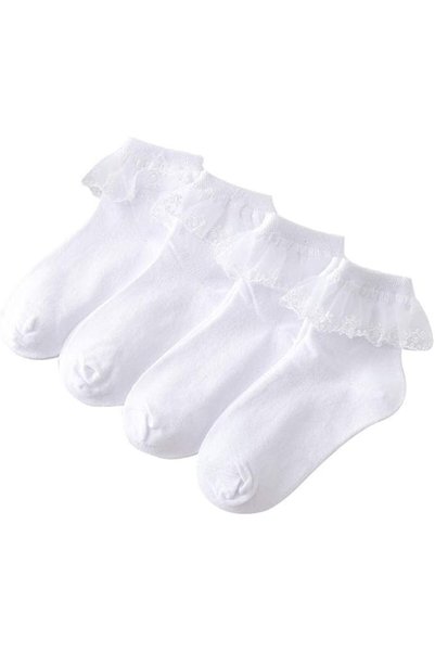 Bukela 4 Pairs Baby Girls Cotton Lace Princess Socks, Ruffled Ankle Socks for...