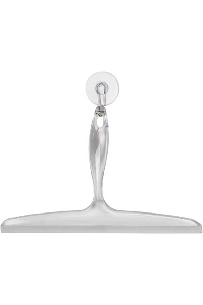 GENERAL iDesign 59150 Plastic Bathroom Squeegee with Suction Hook Holder, Cle...