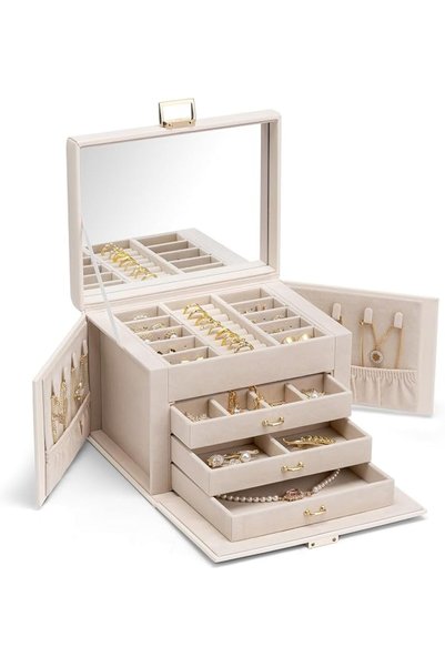 VLANDO Jewelry Box Organizer for Girls Women, Large Baroque Jewelry Storage B...