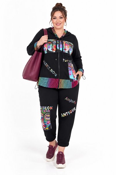 AL ANYAXXL Darkwin Large Size Women's Black 50-52 Size Picasso Patterned Hood...