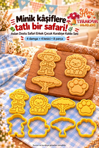 himi teraryum objeleri مجموعة قوالب الكوكيز للأولاد من Lion Friend Safari، مج...