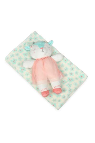 BabyMatex Patura pentru copii 75x100 David 02 Lama flori de celadon jucarie d...