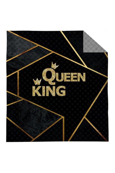 Detexpol Cuvertura de pat King&Queen, Detexpol, Poliester, 220x240cm, Negru\A...