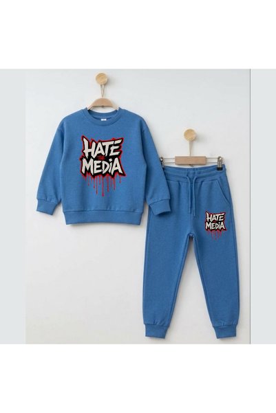 playwear Team Sweatshirt Hate Media Printed Girls' Boys' Crew Neck