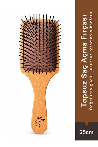 ELSA Professional A1283 Ahşap Saç Açma Fırçası Topsuz Kıl Geniş Kürek Fırça 2...