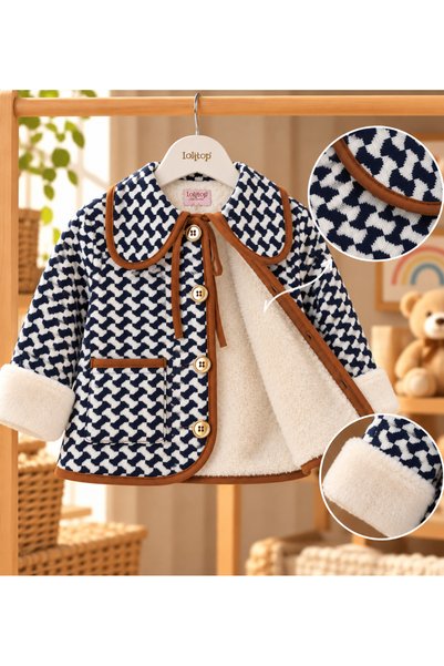 a baby Cardigan with Tissue Collar and Lamb Lining