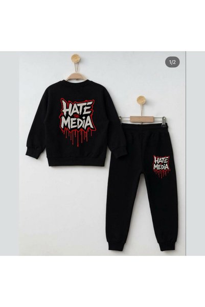 playwear سترة رياضية مطبوعة من ماركة هيت ميديا ​​للفتيات والأولاد برقبة دائرية