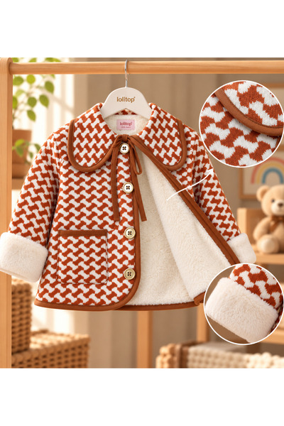 a baby Cardigan with Tissue Collar and Lamb Lining