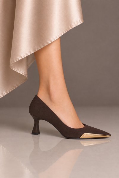 6 cm Kahverengi Topuklu Ayakakkabı