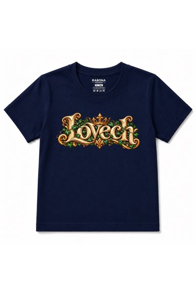 Rabona Fashion Royal Love – Golden Baroque Typography Kids Graphic T-Shirt
