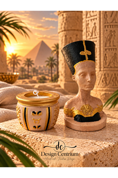 Nefertiti Koleksiyonu -Büst ve Dekoratif Mumluk – El Yapımı