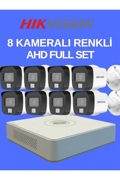 Hikvision 8 KAMERALI GECE RENKLİ GÜVENLİK KAMERASI SETİ-CEPTEN İZLEME-FULLHD-...