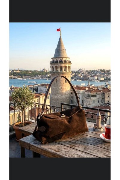çkn sedat çakan çanta & fular & aksesuar Genuine suede leather women's should...
