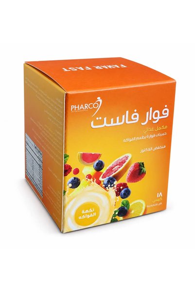 FAWAR فاركو فوار فاست، مكمل غذائي، منخفض اللاكتوز، بنكهة الفواكه - 18 كيس