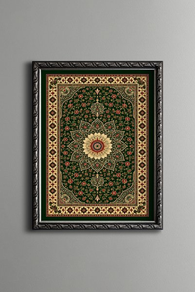 epiqart نمط السجاد الأخضر - لوحة مزخرفة بتصميم عتيق - نموذج رفيع