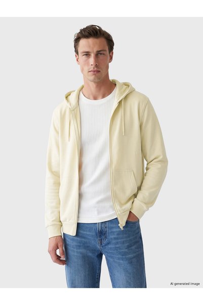 LC Waikiki Nevavm Beige 3 Threaded Plain Standard & Regular Men's Zippered Sw...