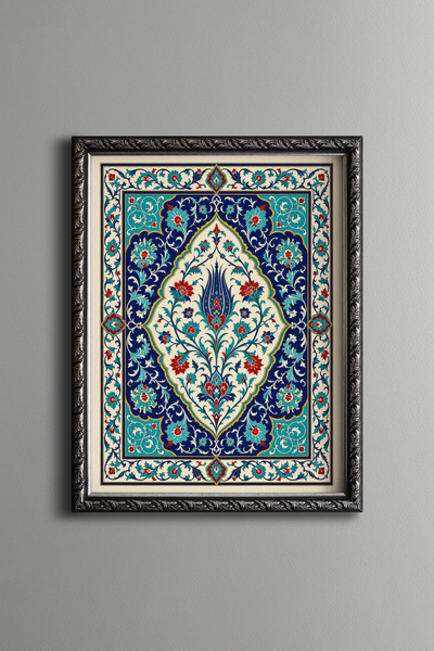 epiqart لوحة زهور زرقاء مذهبة - لوحة بنمط عتيق - نموذج رفيع