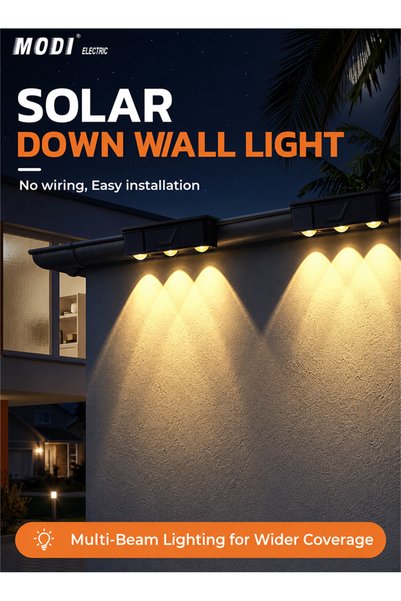 modi Solar LED Wall Light Outdoor, 2-Pack, 3000K Warm White, IP65, Automatic ...